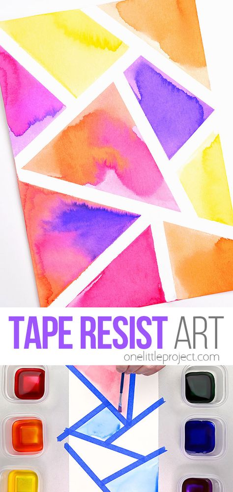 Photo of tape resist art Pre K, Middle School Art, Diy, Montessori, Design, Painting With Tape, Tape Painting, Painting Activities, Easy Art Lessons
