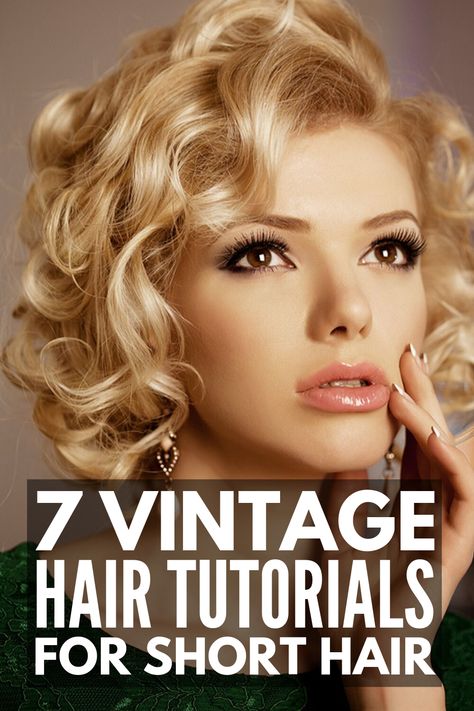 7 Vintage Hairstyles for Short Hair | If you’re looking for easy yet classy step-by-step retro hair tutorials for a wedding or vintage everyday looks you can recreate in minutes, we’ve curated ideas from the 20s and 50s (and all the decades in between) to inspire you. Perfect for pixie cuts and bob haircuts, learn how to get retro curls and victory rolls for your hair length, plus some of our favorite pinup hairstyles! #vintageshairstyles #vintagecurls #shorthairstyles Retro Hair, Pixie Cuts, How To Curl Short Hair, Pin Curl Hair, Curls For Short Hair, Vintage Haircuts, Vintage Hairstyles Tutorial, Hair Lengths, Easy Vintage Hairstyles
