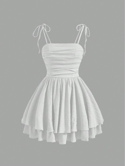 Outfits, Mini Dresses, Cami Dress, Vestidos, White Cami Dress, Sleeveless Dress, Formal Tops, Strap Dress, Shein Dress