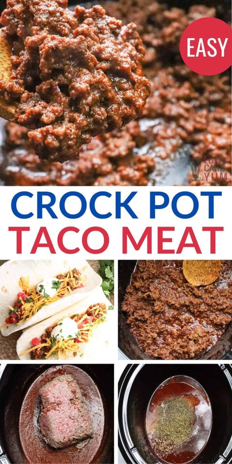These delicious crock pot tacos with slow cooker taco meat are perfect for an easy keto meal. They make a flavorful and filling low carb dinner that doesn’t require hours spent in the kitchen! Slow Cooker, Camping, Ideas, Low Carb Recipes, Crock Pot Tacos, Crockpot Taco Meat, Slow Cooker Tacos, Crockpot Dishes, Crockpot Recipes Slow Cooker