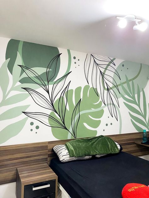 bedroom wall art ideas aesthetic Studio, Home Décor, Inspiration, Design, Botanical Bedroom, Mural, Mural Wall, Large Mural, Mural Wall Art