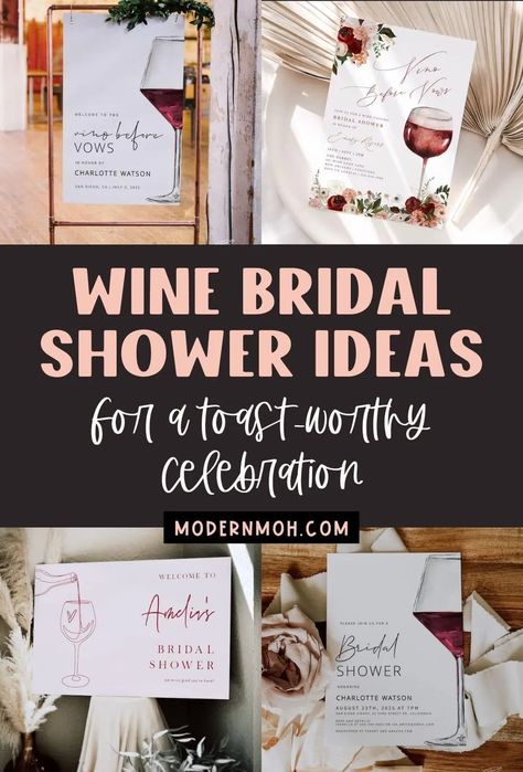 Raise a glass to 9 fabulous wine themed bridal shower ideas! We've got you covered, from wine bridal shower decor to wine bridal shower ideas like wine-themed party food, activities, and party games. Plan a toast-worthy celebration for the wine-loving bride with our expert guide. Learn how to plan a wine bridal shower theme now! Wine Wedding Shower, Bridal Shower Wine, Bridal Shower Wine Theme, Wine Themed Bridal Shower Invitations, Engagement Party Wine, Wine Themed Engagement Party, Wine Tasting Shower, Wine Wedding, Wine Theme Wedding