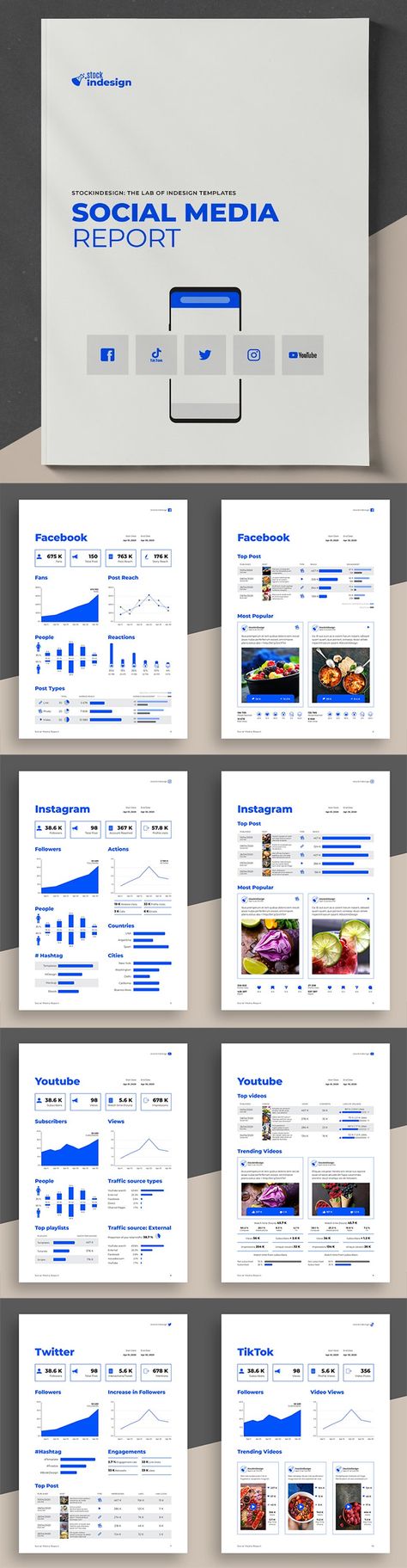 Social Media Annual Report Design Template Inspiration, Design, Web Design, Instagram, Marketing Report Layout, Marketing Report Design, Social Media Infographic, Social Media Template, Marketing Report