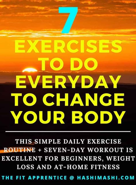 7 Exercises To Do Everyday - Use these seven exercises in a daily routine to transform your physique, plus a simple seven-day workout that is excellent for beginners, weight loss and at-home fitness. 7 exercises to do everyday | daily exercise routine | exercises you should do everyday | 7 exercises to do everyday for beginners | 7 exercises to do everyday to lose weight | 7 exercises to do everyday at home | 7 exercises to do everyday without equipment Yoga, Zombies, At Home Workouts, Motivation, Art, Exercise Routines, Effective Workouts, Exercise For Beginners At Home, Weight Training Workouts
