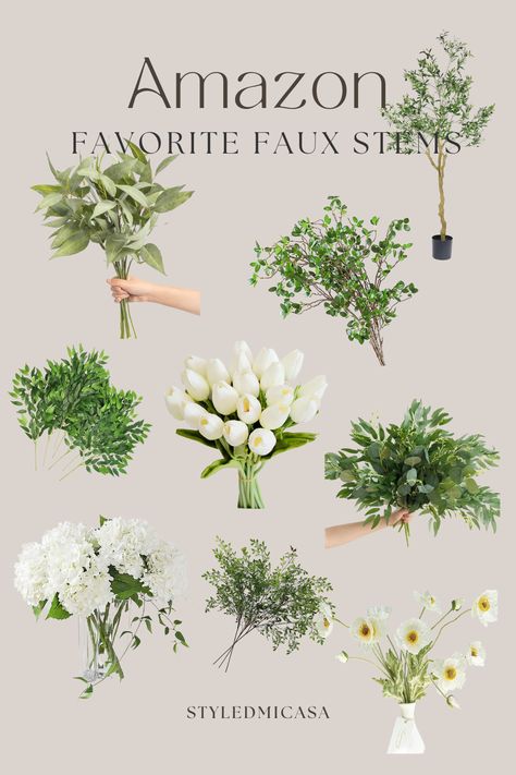The best faux stems, florals, and tree from amazon Interior, Crafts, Ideas, Diy, Floral, Faux Floral Arrangement, Faux Florals, Faux Flowers, Faux Flower Arrangements