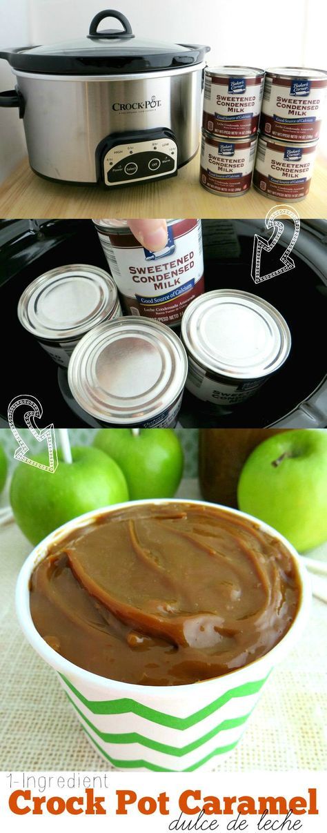 1-Ingredient Crock Pot Caramel Recipe -Make milky caramel (dulce de leche) at home in your crock pot or slow cooker! Use this caramel in recipes, as a topping or a dip— perfect for fall or holiday treats! Crock Pot Desserts, Crockpot Recipes, Crockpot Dishes, Cooker Recipes, Crock Pot, Crock Pot Slow Cooker, Crock Pot Cooking, Crock Pot Food, Caramel Recipe