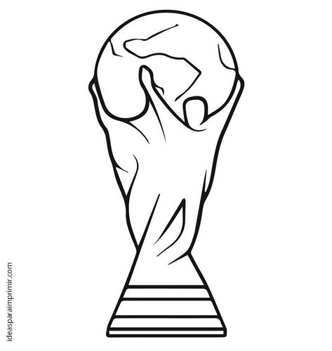 Imagen con el dibujo de la Copa del mundial de Fútbol - FIFA World Cup para pintar y colorear gratis Art, Graffiti, Tattoo, Draw, Pixel Art, American Football, Messi Tattoo, Messi Drawing, Cool Pencil Drawings
