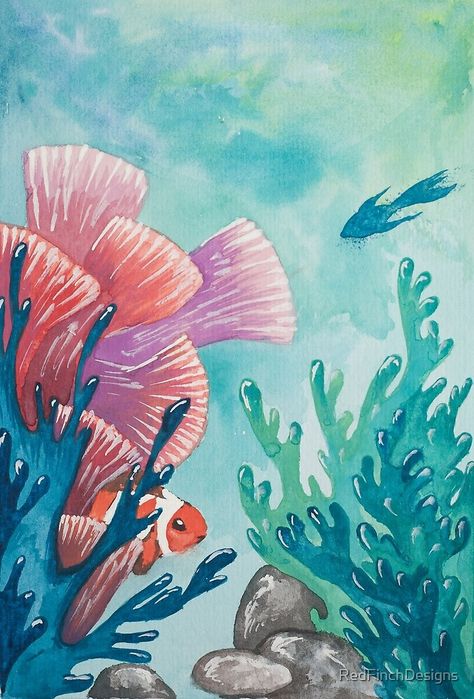 Watercolor Coral Reef, Coral Drawing, Underwater Drawing, Coral Reef Art, Coral Painting, Ocean Drawing, Sea Drawing, Underwater Painting, Coral Watercolor