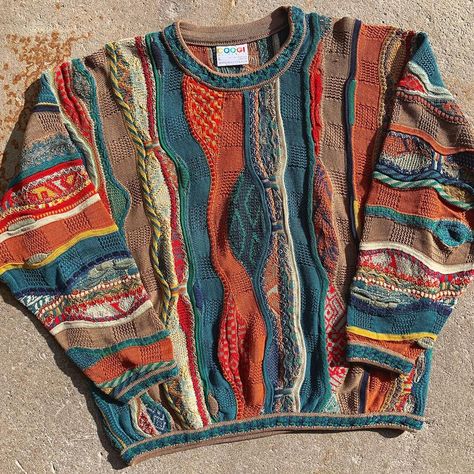 Ideas, Jumpers, Vintage, Outfits, Grandpa Sweater Outfit, Vintage Sweater Outfit, Coogi Sweater, Grandma Sweater, Patchwork Sweater
