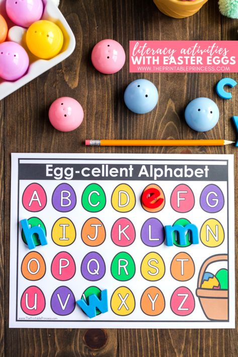 Easter Egg Literacy Activities for Kindergarten {Freebies Included!} Diy, Pre K, Reading, Easter Math Preschool, Easter Literacy Activity, Easter Literacy, Easter Learning Activities, Easter Math, Preschool Easter Centers
