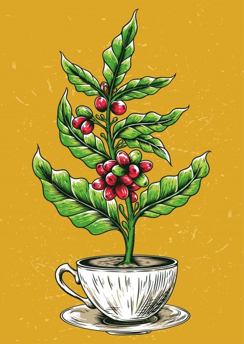 Stock vector coffee tree in coffee mug P... | Premium Vector #Freepik #vector #food #tree #coffee #design Art, Croquis, Coffee Art, Coffee Vector, Coffee Illustration, Coffee Tree, Coffee Poster, Coffee Drawing, Coffee Design