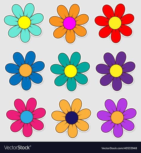 Adobe Illustrator, Paper Flowers, Colour Paper Flowers, Flower Art Images, Printable Designs, Preschool Art Activities, Flower Art, Colorful Flowers, Flower Pedals