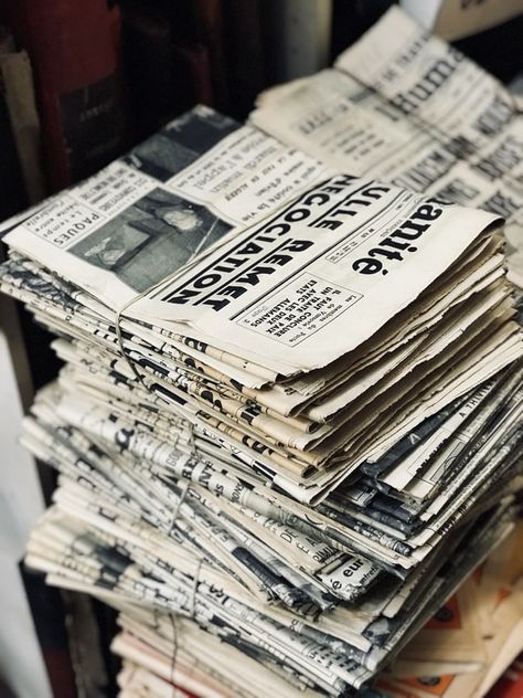 A stack of old newspapers | HD photo by Mr Cup / Fabien Barral (@iammrcup) on Unsplash Job, Journalist, Daily News, Vision Board, Newspapers, Book Aesthetic, Journalism, Newspaper Pictures, Old Newspaper