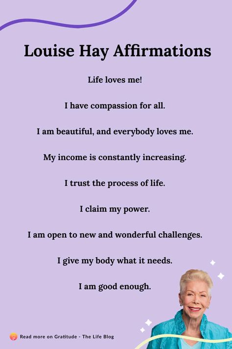 100 Louise Hay Affirmations That Will Make Your Heart Smile Life Quotes, Anniversary Quotes, Louise Hay, Queen, Louise Hay Affirmations, I Am Affirmations, Positive Self Affirmations, Positive Life, Positive Affirmations
