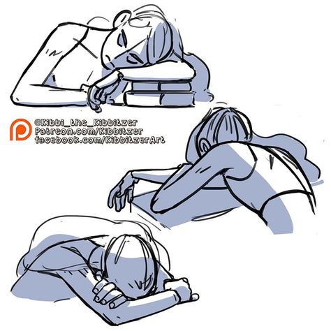 Manga, Animation, Sleep Reference Drawing, Anatomy Reference, Sleepy Pose Reference Drawing, Person Writing Drawing Reference, Reading Book Pose Drawing Reference, Tired Pose Reference Drawing, Drawing Reference Poses