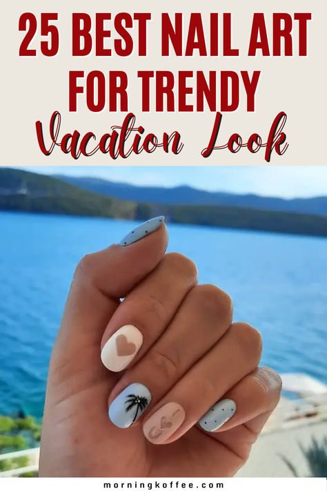 The best vacation nail designs for stylish trendy manicures to copy this year. vacation nail designs, vacation nail ideas, summer nails, scenery nail art, gel nail ideas for vacation. Cancun, Nail Designs, Vacation Nail Designs, Vacation Nail Art, Summer Holiday Nails, Summer Vacation Nails, Vacation Nails, Beach Themed Nails, Beach Manicure