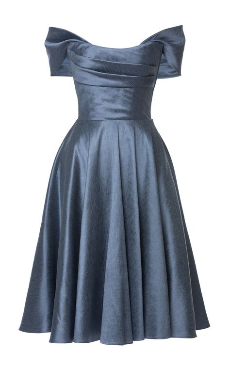 Lena Hoschek - Women's Reverie Off-The-Shoulder Satin Midi Dress - Blue - Only At Moda Operandi Haute Couture, Dresses, Outfits, Mode Wanita, Model, I Dress, Robe, Dress, Beautiful Outfits