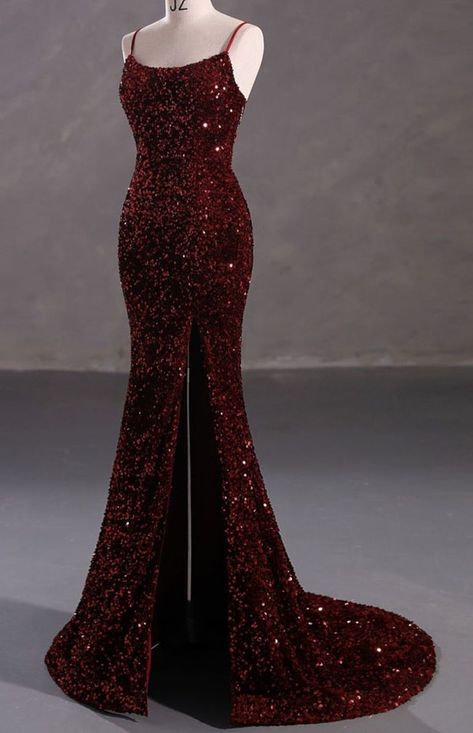 Outfits, Red Evening Gowns, Dark Red Prom Dress Long, Red Prom Dress Long, Red Prom Dress, Dark Red Prom Dress, Prom Dresses Red Burgundy, Deep Red Prom Dress, Burgundy Sequin Dress