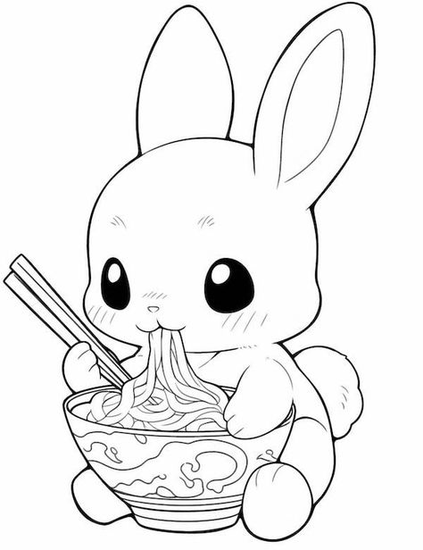 Bunny eating ramen Colouring Pages, Disney, Kawaii, Bunny Drawing, Bunny Coloring Pages, Cute Bunny, Bunny Pictures, Cute Coloring Pages, Animal Coloring Pages