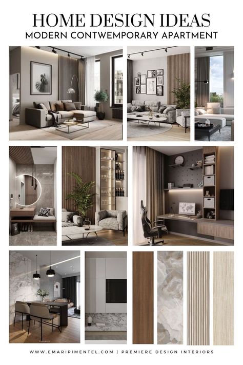 Modern Contemporary Apartment Moodboard Architecture, Interior, Modern Interior, Contemporary Interior, House Design, Design, Interieur, Interior Architecture Drawing, Interior Design Styles