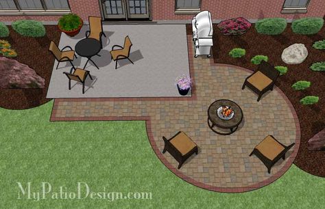Add a taste of elegance to your existing rear patio with this DIY Circle Patio Addition Design with Grill Pad. Perfect for fire pit or large round patio table. Back Garden Landscaping, Patio Addition, Backyard Patio Designs, Backyard Landscaping Designs, Patio Deck, Backyard Patio, Backyard Landscaping, Pergola Lighting, Outdoor Patio