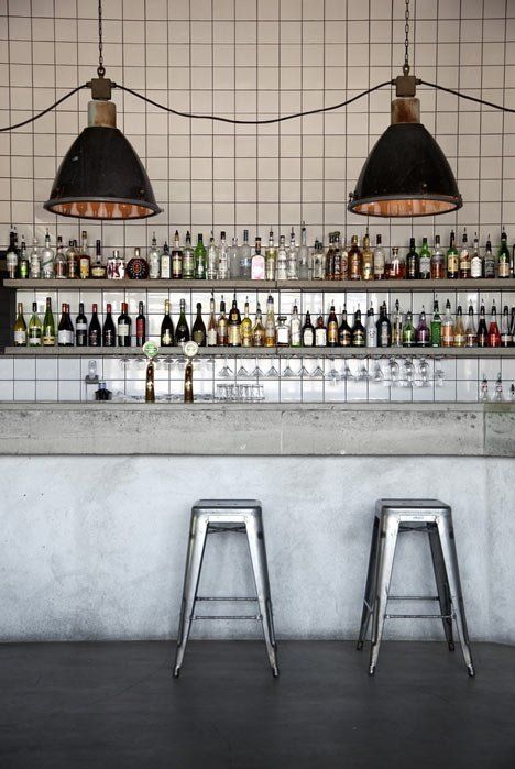 Inspiration, Installation, & Maintenance: The Complete Guide to Concrete Countertops | Apartment Therapy Industrial Style, Industrial, Bar Interior Design, Industrial Bar, Bar Design, Bar Interior, Restaurant Bar, Restaurant Interior, Cafe Design