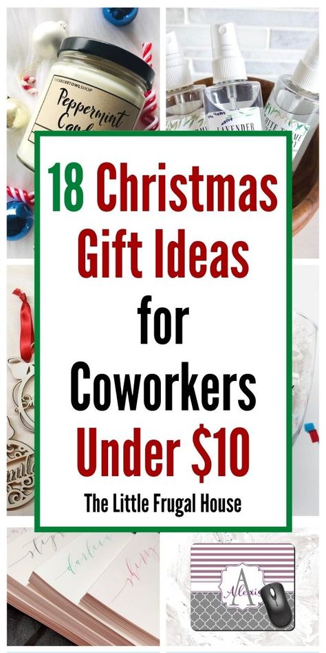 18 Christmas Gifts for Coworkers Under $10 - The Little Frugal House Stocking Stuffers For Coworkers, Small Christmas Gift Ideas For Coworkers, Christmas Gifts For Coworkers, Employee Stocking Stuffers, Diy Christmas Gifts For Coworkers, Stocking Stuffers, Ideas For Coworkers Christmas Gifts, Gift For Coworkers Christmas, Gift Ideas For Employees Christmas