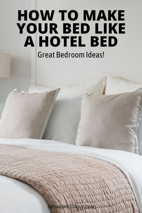 Home Décor, Bedroom, Make Bed Like Hotel, Bed Styling, Guest Bedroom, Hotel Style Bedding, How To Make Bed, Bedroom Makeover, Hotel Bed