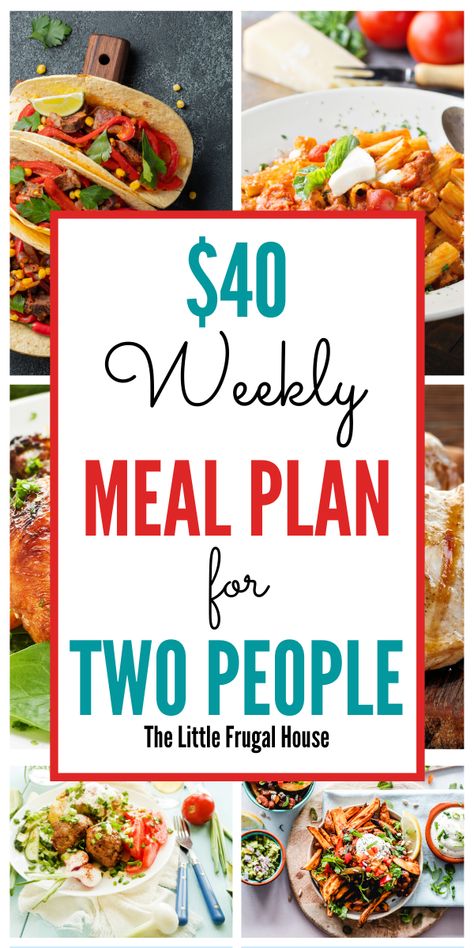 $40 Weekly Meal Plan for 2 - The Little Frugal House Thermomix, Budget Meal Planning Healthy, Cheap Healthy Grocery List, Budget Meal Prep, Budget Weekly Meal Plan, Budget Healthy Meal Plan, Budget Meal Planning, Meal Plan Grocery List, Healthy Cheap Grocery List