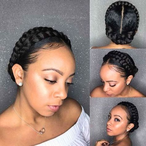30 Regal Halo Braids Hairstyles That Look Beautiful - Coils and Glory Plait Styles, Ponytail Hairstyles, Girl Hairstyles, Long Hair Styles, Haar, Two Braid Hairstyles, Peinados, Braid Styles, Black Ponytail Hairstyles