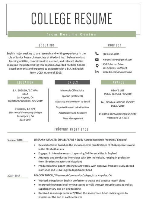 High School, College Resume Template, High School Resume Template, Job Resume, College Resume, Job Resume Template, Teacher Resume Examples, Student Resume Template, Resume Writing Tips