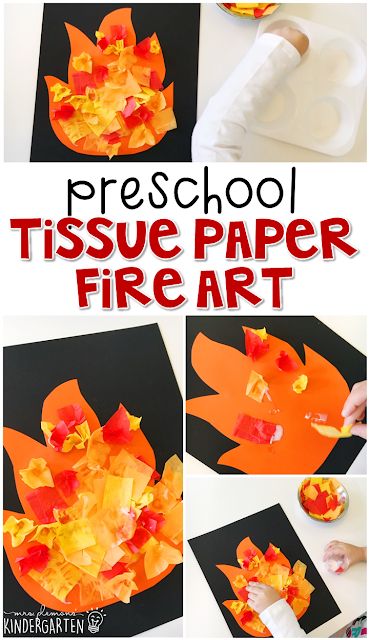 This tissue paper fire art project is an adorable craft that incorporates lots of fine motor skills practice. Great for tot school, preschool, or even kindergarten! Montessori, Pre K, Crafts, Toddler Crafts, Preschool Crafts, Projects For Kids, Community Helpers Preschool Crafts, Community Helpers Preschool Activities, Community Helpers Crafts