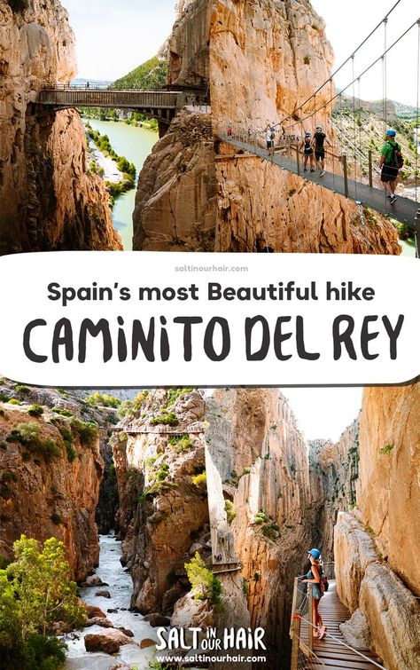 Caminito del Rey, meaning ‘the king’s little pathway’, is one of the top things to do in Spain! Walk along thrillingly high suspension bridges and boardwalks that hug the side of the 700-meter-high Guadalhorce Gorge. Discover everything you need to know in this complete travel guide --- caminito del rey | caminito del rey spain | caminito del rey malaga | caminito del rey photography | spain aesthetics | spain | spain travel | spain hiking | spain travel aesthetic | spain travel guide | europe Aragon, Malaga, Andalusia, Trips, Malaga Spain, Costa, Lugares, Spain And Portugal, Guinness