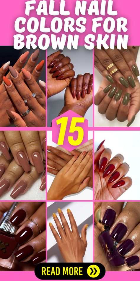 Elevate your nail game this fall with the trendiest nail colors for brown skin. From deep and rich tones to neutral and natural shades, there's a perfect color for every occasion. Whether you prefer short, square, or almond-shaped nails, these colors will complement your brown skin beautifully. Add a touch of elegance with matte finishes or go for a sleek and glossy gel polish. Get ready to rock stunning nail colors that enhance your natural beauty and make a statement this fall. Color For Nails, Fall Gel Nails, Fall Nail Polish, Fall Nail Colors, Colors For Dark Skin, Neutral Nail Color, Taupe Nails, Solid Color Nails, Brown Nail Polish