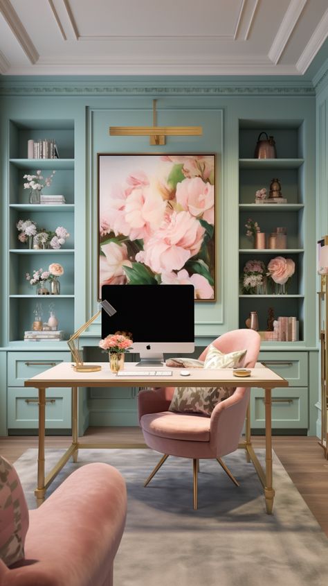 Author life - author marketing tips. Girly home office for full time author. Learn how to become a full time author on TikTok today! www.AlyneDigital.com Home, Wardrobes, Studio, Home Office, At Home Office Ideas, Office Makeover, Work Office, Office Inspo, Office Ideas