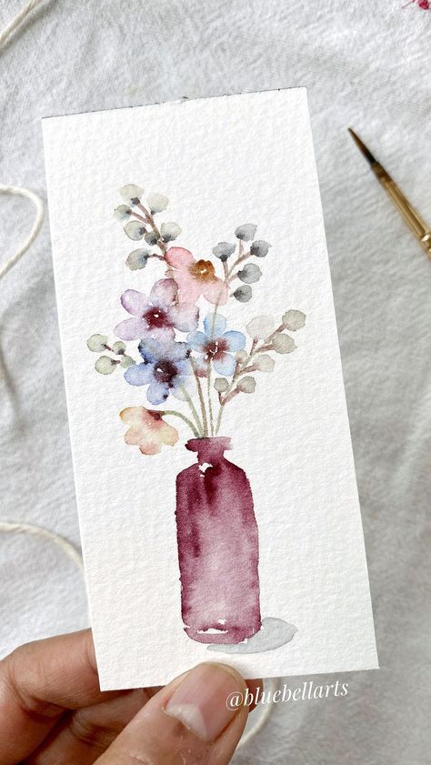 Doodles, Diy Watercolor Painting, Watercolor Cards, Watercolor Projects, Painting Flowers Tutorial, Watercolour Flowers, Simple Watercolor Paintings, Simple Watercolor Flowers, Watercolor Painting Techniques