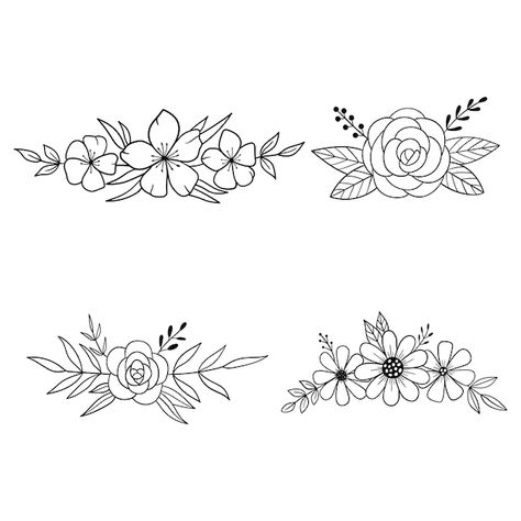 Floral, Embroidery Designs, Tattoo, Tattoos, Flower Clipart, Flower Borders, Flower Outline, Flower Border, Flower Designs
