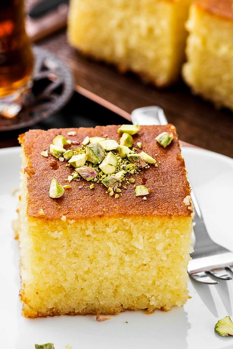 Turkish Cake - Revani Dessert, Desserts, Ideas, Cake, Ramadan, Semolina Cake, Turkish Desserts, Round Cake Pans, Turkish Sweets