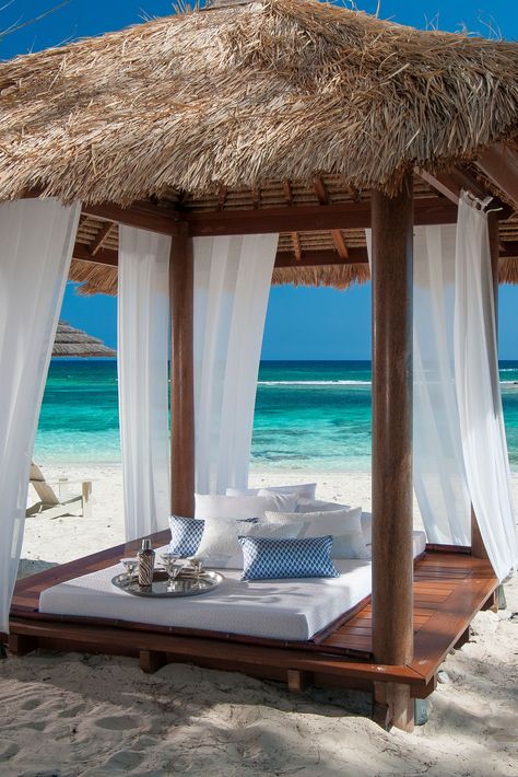 Our complimentary beach cabanas add that extra element of luxury to your beach days! So, relax in style at Sandals Royal Bahamian! | Luxury Travel | Couples Travel | Beach Cabanas | Romantic Vacation Beach Resorts, Beach, Bali, Beach Club, Beach Cabana, Beach Huts, Beach Trip, Luxury Beach, Beaches