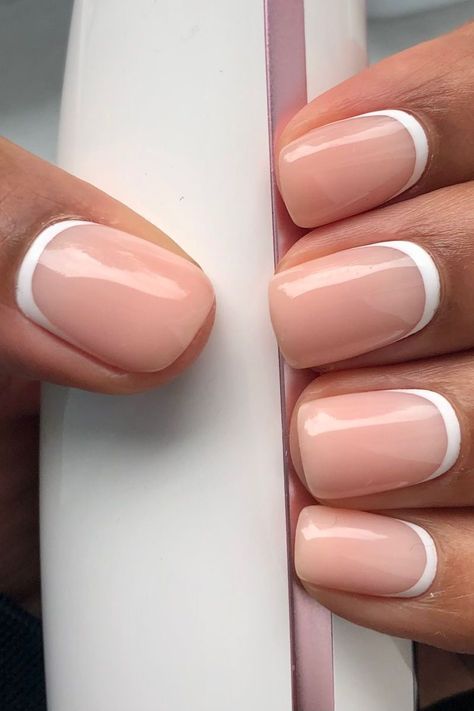 Reverse French Tips Gel Manicure, Prom, French Tip Nails, Round Nails, Long Square Acrylic Nails, Reverse French Nails, Reverse French Manicure, Shellac Manicure, Simple Gel Nails