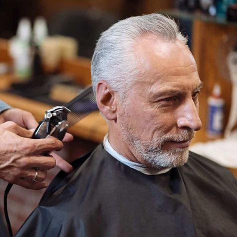 Senior Man At Barbers Getting Pompadour Hairstyle Older Men Haircuts, Older Mens Hairstyles, Balding Mens Hairstyles, Haircuts For Senior Men, Hairstyles For Balding Men, Best Haircuts For Older Men, Old Man Haircut, Best Hairstyles For Older Men, Short Haircuts For Older Men