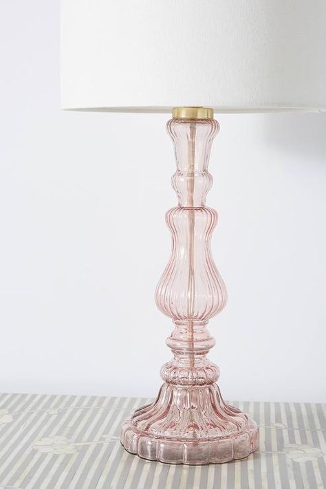 Lighting - Beautiful Eva fluted glass lamp base is featured in a blush colors with brushed gold finish. Lights, Home, Glass Lamp Base, Lamp Bases, Lamps Bedroom, Room Lamp, Bedroom Lamps, Lamp, Pink Lamp