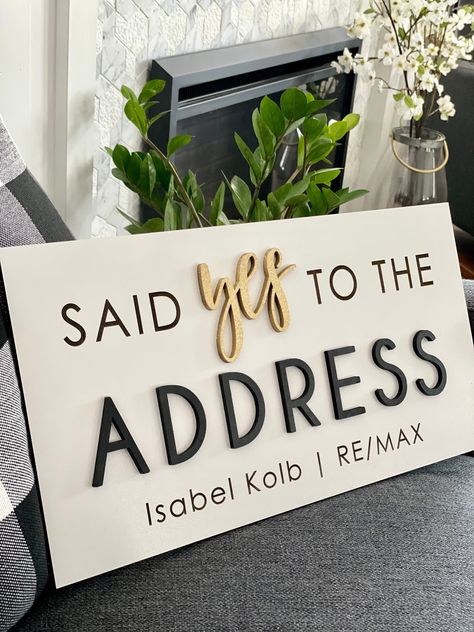Inspiration, Address Sign, Realtor Signs, Real Estate Signs, Realtor Gifts, Real Estate Gifts, Sold Sign, Closing Gifts, Selling Real Estate