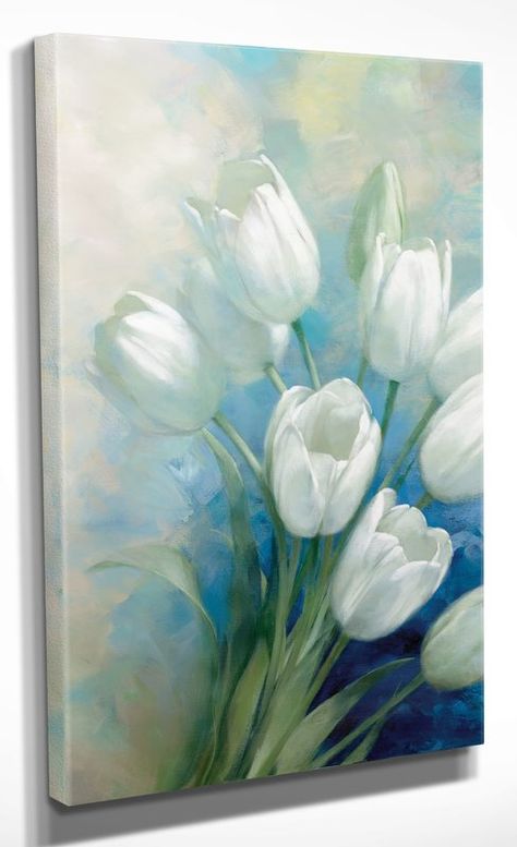 'Holland Spring I' by Rogier Daniels Painting Print on Wrapped Canvas Spring Painting, Painting Prints, Poppy Flower Painting, Tulip Painting, Flower Painting Canvas, Flower Canvas, Bloemen, Spring, Abstract Floral Art