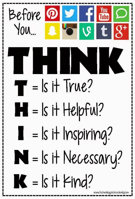Honest and important questions to ask yourself before you publish or post anything online. Especially for us teenagers and young adults out there. School Counsellor, Inspiration, Parents, Humour, Think Before You Post, Internet Safety, Online Safety, School Counselor, Safe Internet