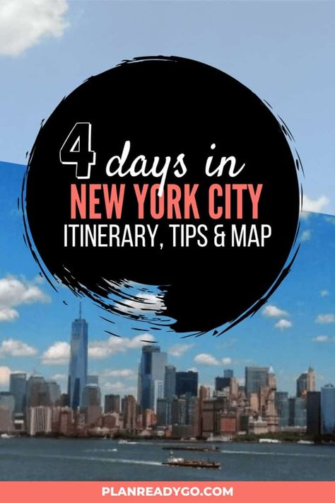 Check out this New York City itinerary for four days in the Big Apple. All of the things you must see in New York City on your trip. It's the perfect itinerary for your first time in New York City. Includes a map of the top things to do in New York City. See all of the top sites in Manhattan like Times Square and the Statue of Liberty, tour historic Midtown buildings, ride the subway and more. 4 days in New York City, #newyorkcity #nycitinerary #nyc New York City, Trips, Times Square, Canada, York, New York Trip Planning, New York In March, New York Vacation, Visiting Nyc