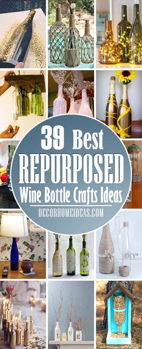 Wine Bottle Crafts, Upcycling, Repurposed Wine Bottles, Wine Bottle Diy Crafts, Wine Bottle Diy, Recycled Wine Bottles, Wine Bottle Decor, Diy Glass Bottle Crafts, Painted Wine Bottles