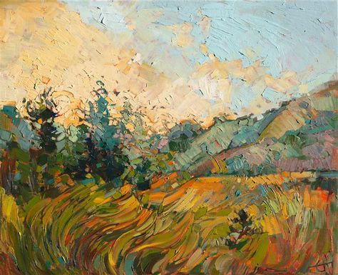 Waves of Gold, original oil painting by modern expressionist artist Erin Hanson Abstract Landscape, Design, Art, Modern Impressionism Landscapes, Oil Painting Landscape, Contemporary Impressionism, Landscape Oil Paintings, Impressionist Art, Modern Art Abstract