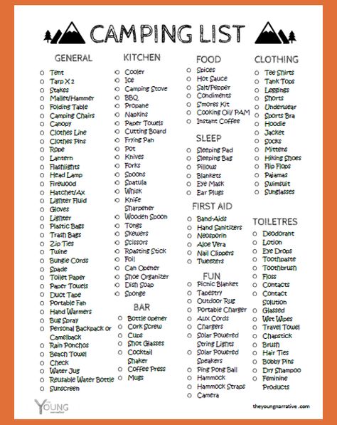 Free Printable: The Ultimate Car Camping Checklist - The Young Narrative Trips, Camping Equipment, Camping Supplies, Camping Hacks, Camping Essentials, Auto Camping, Camping Gear, Camping, Camper