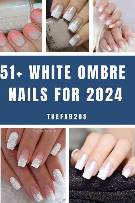 Looking for white ombre nails and white ombre nail designs?! We have SO many white ombre nail ideas whether square, almond, or stiletto, it doesn't matter! We got you covered Glitter, Art, Manicures, Diy, Summer, Ombre, Ideas, Dip Nail Colors, White Almond Nails